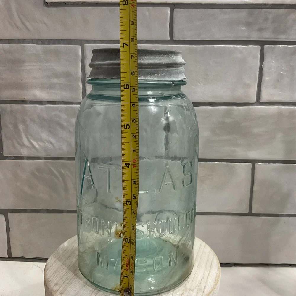 Atlas Vintage Glass Storage Jar with Gray Lid
